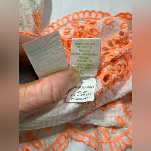 LILLY PULITZER White and Orange embroidered LILLIANA peplum Top size M - Picture 10 of 15